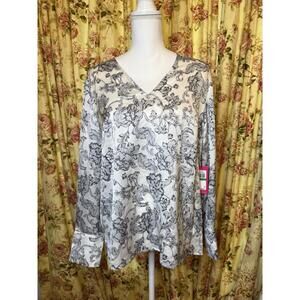 Vince Camuto New Ivory Patterned Blouse Size Large Brand New With Tags